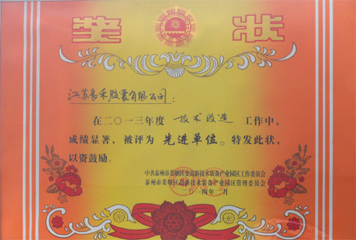 技术改造先进单位证书